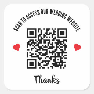 Scannen naar toegang tot website Rood hart QR-code Vierkante Sticker