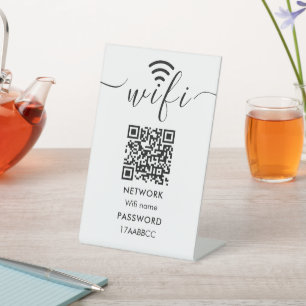 Scannen naar verbinding met WiFi-netwerk QR-code m Reclamebord Met Voetstuk