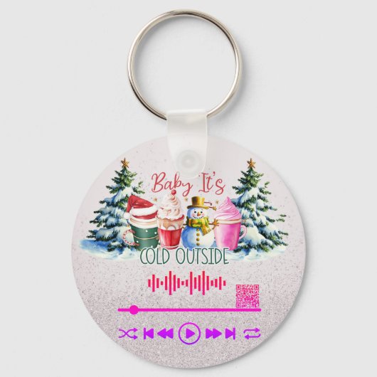 Scannen naar video, "Cold Outside"-Sleutelhanger Sleutelhanger (Voorkant)