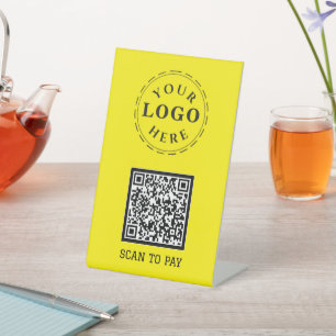 Scannen naar voetstuk betalen met QR-code en Logo Reclamebord Met Voetstuk