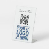 Scannen naar Win QR Tabletop Sign - volledig aanpa Reclamebord Met Voetstuk (Voorkant)