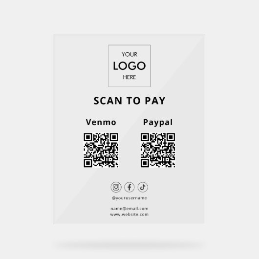 Scannen naar zakelijke Logo Social Media Acryl Bord (Voorkant)