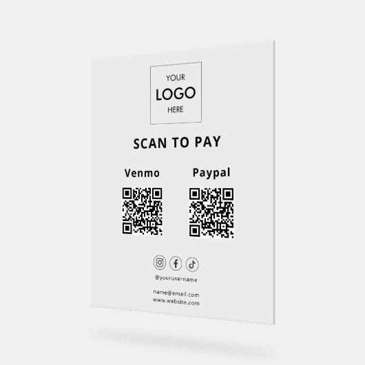 Scannen naar zakelijke Logo Social Media Acryl Bord (Hoek)