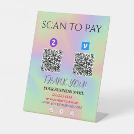 Scannen naar Zelle Venmo QR-code betalen Reclamebord Met Voetstuk