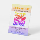 Scannen om hier te betalen Aangepaste QR-code onde Reclamebord Met Voetstuk (Voorkant)