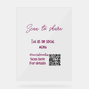 Scannen om ons label te delen op sociale media QR- Acryl Bord