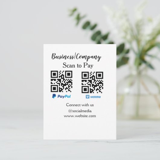 Scannen om q of code paypal venmo te betalen Voeg Briefkaart (Staand voorkant)