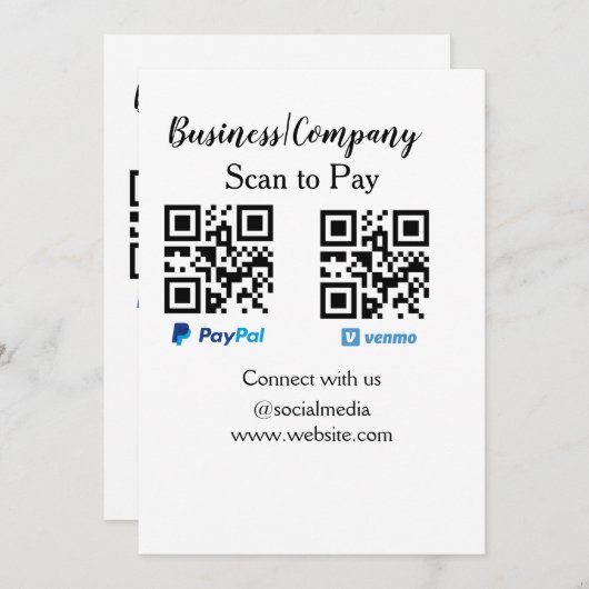 Scannen om q of code paypal venmo te betalen Voeg Feestdagenkaart (Voorkant / Achterkant)