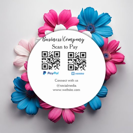 Scannen om q of code paypal venmo te betalen Voeg Ronde Sticker