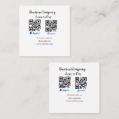 Scannen om q of code paypal venmo te betalen Voeg Vierkante Visitekaartje (Voorkant / Achterkant)
