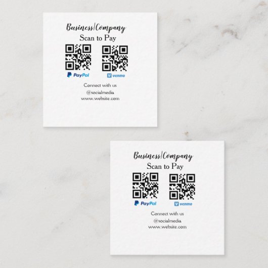 Scannen om q of code paypal venmo te betalen Voeg Vierkante Visitekaartje (Voorkant / Achterkant)