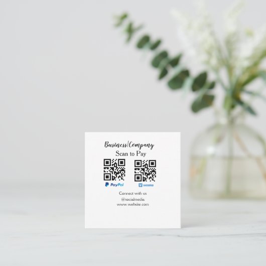 Scannen om q of code paypal venmo te betalen Voeg Vierkante Visitekaartje (Staand voorkant)