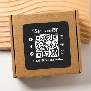 Scannen om QR-code en aangepaste tekst aan te slui Vierkante Sticker