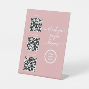 Scannen om QR-code te betalen Contactloos Teken vo Reclamebord Met Voetstuk