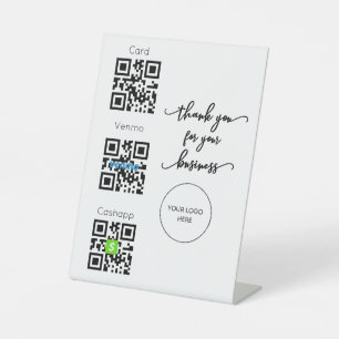 Scannen om QR-code te betalen Contactloos Teken vo Reclamebord Met Voetstuk