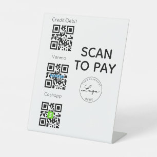 Scannen om QR-code te betalen Contactloze handteke Reclamebord Met Voetstuk