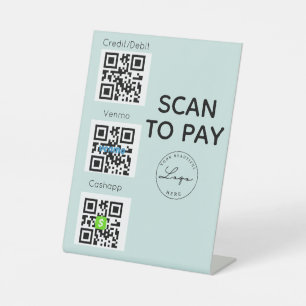 Scannen om QR-code te betalen Contactloze handteke Reclamebord Met Voetstuk