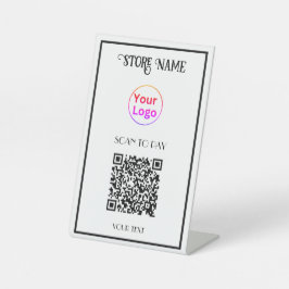 Scannen om QR-code te betalen Reclamebord Met Voetstuk