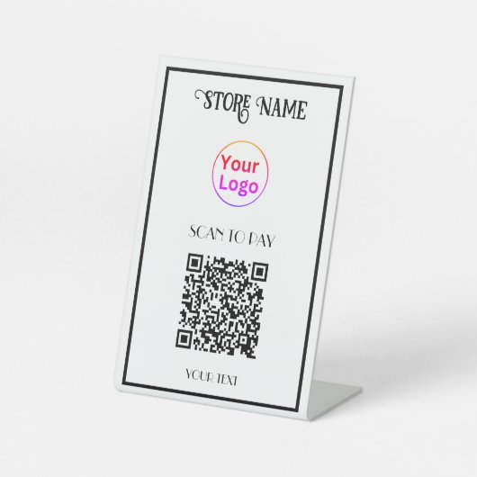 Scannen om QR-code te betalen Reclamebord Met Voetstuk (Voorkant)