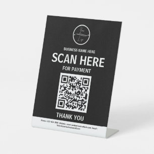 Scannen om QR-code te betalen Zakelijk Tabletop Si Reclamebord Met Voetstuk