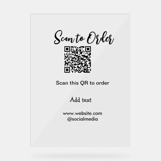 Scannen om QR-code te scannen Website-e-mail toevo Acryl Bord (Voorkant)