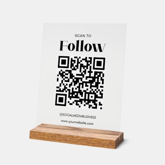 Scannen om QR-code te volgen Social Media Business Acryl Bord (Hoek)