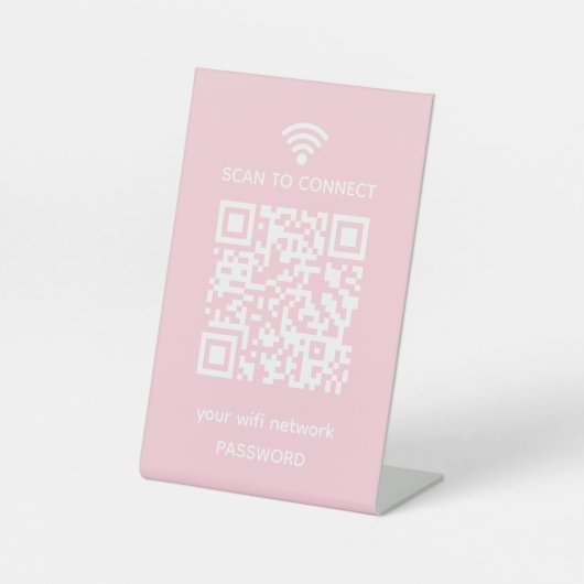 Scannen om QR-code WiFi-netwerk gastnetwerk aan te Reclamebord Met Voetstuk (Voorkant)