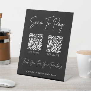 Scannen om QR-code zwart voetstuk te betalen Reclamebord Met Voetstuk