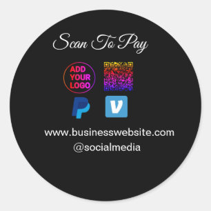 Scannen om te betalen Toevoegen logo Q R Code PayP Ronde Sticker