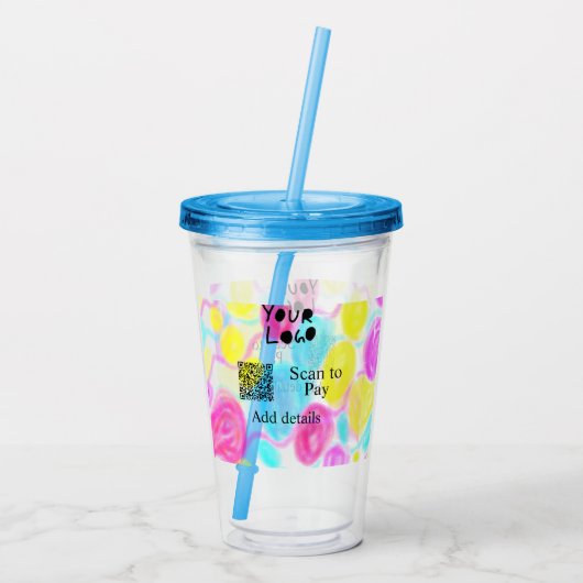 Scannen om te betalen Voeg Q R business logo regen Acryl Drinkbeker (Achterkant)