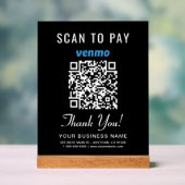 Scannen om Venmo QR Code Black te betalen Acryl Bord (Neutraal)