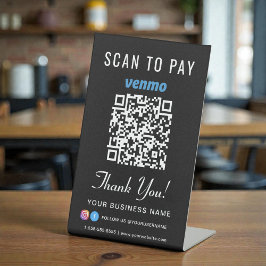 Scannen om Venmo QR Code Black te betalen Reclamebord Met Voetstuk