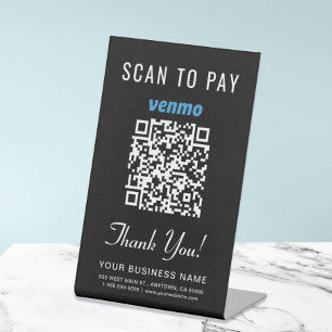 Scannen om Venmo QR Code Black te betalen Reclamebord Met Voetstuk