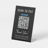 Scannen om Venmo QR Code Black te betalen Reclamebord Met Voetstuk (Voorkant)