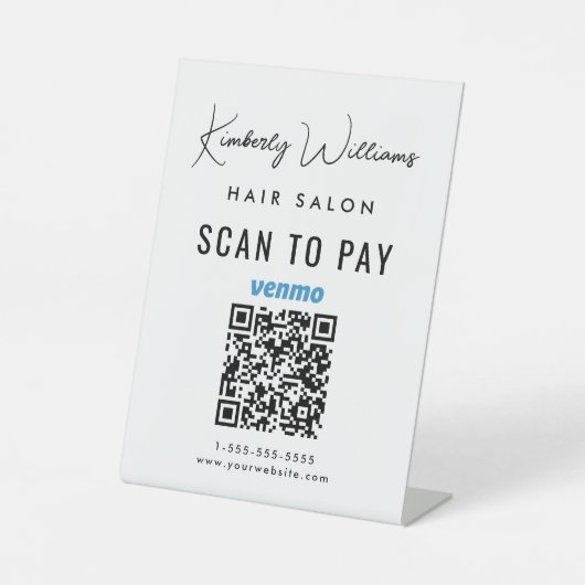 Scannen om Venmo QR Code Business te betalen Reclamebord Met Voetstuk (Voorkant)