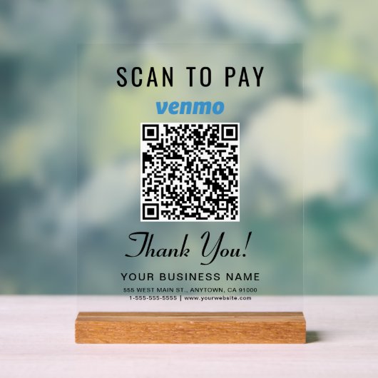 Scannen om Venmo QR-code te betalen Acryl Bord (Neutraal)