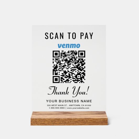 Scannen om Venmo QR-code te betalen Acryl Bord (Voorkant)