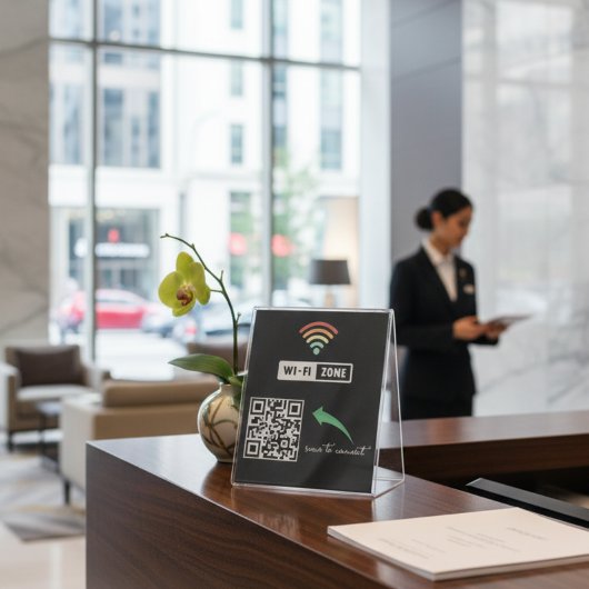 Scannen om verbinding te maken met QR-code Interne Reclamebord Met Voetstuk