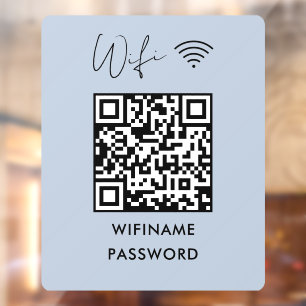 Scannen om WiFi QR-codewachtwoord Navy Script aan  Raamsticker