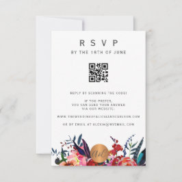 Scannen QR CODE bloemige elegante uitnodiging RSVP