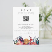 Scannen QR CODE bloemige elegante uitnodiging RSVP (Staand voorkant)
