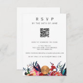 Scannen QR CODE bloemige elegante uitnodiging RSVP (Voorkant / Achterkant)