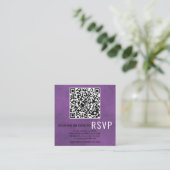 Scannen QR-code online RSVP paars gekleurde bruilo Informatiekaartje (Staand voorkant)