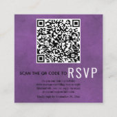 Scannen QR-code online RSVP paars gekleurde bruilo Informatiekaartje (Voorkant)