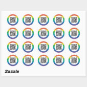 Scannen QR-code regenboog Klassic Round Sticker (Vel)