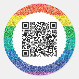 Scannen QR-code regenboog Klassic Round Sticker