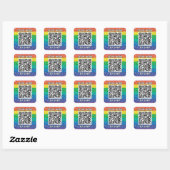 Scannen QR-code regenboog Klassic Square Sticker (Vel)