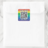 Scannen QR-code regenboog Klassic Square Sticker (Tas)