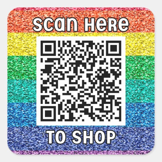 Scannen QR-code regenboog Klassic Square Sticker (Voorkant)