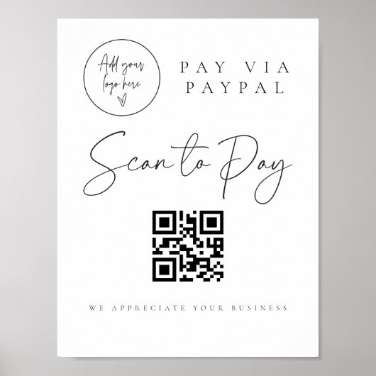 Scannen QR Code Sign Wedding Bar Valet Business G4 Poster (Voorkant)